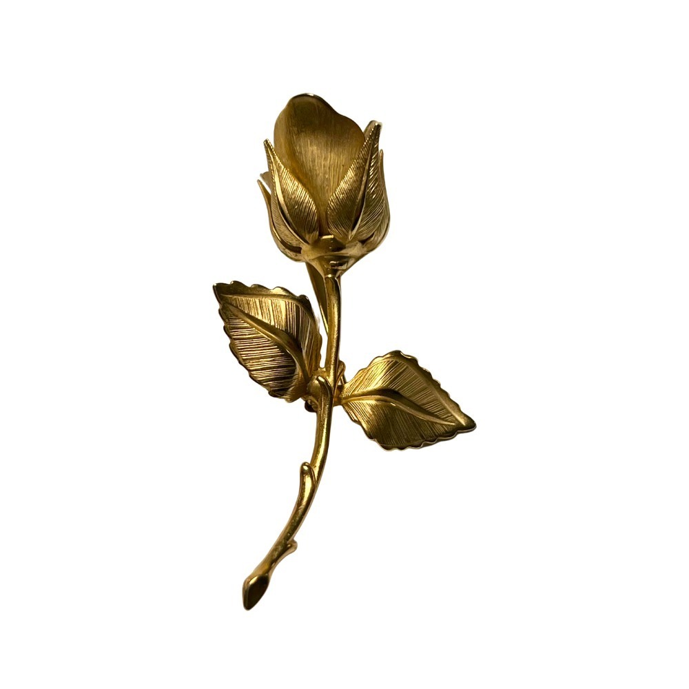 Giovanni  Gold Rose Signed Pin Brooch Gold‎ Tone Clothing Accessories Vintage